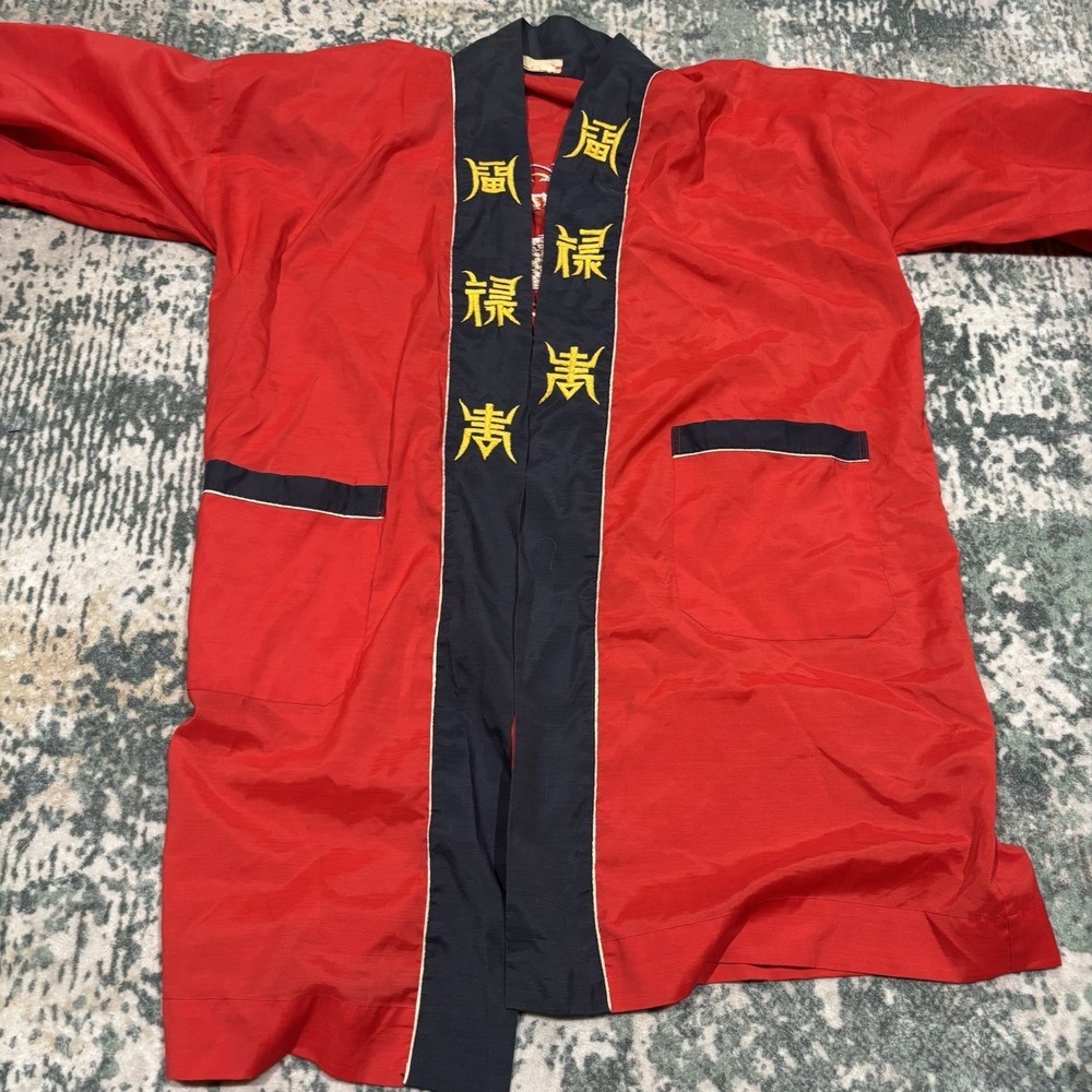 vintage Peacock Chinese-style embroidered dragon robe Medium
